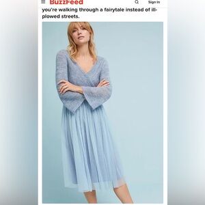 Anthropologie Maeve Sweater Tulle Blue Dress